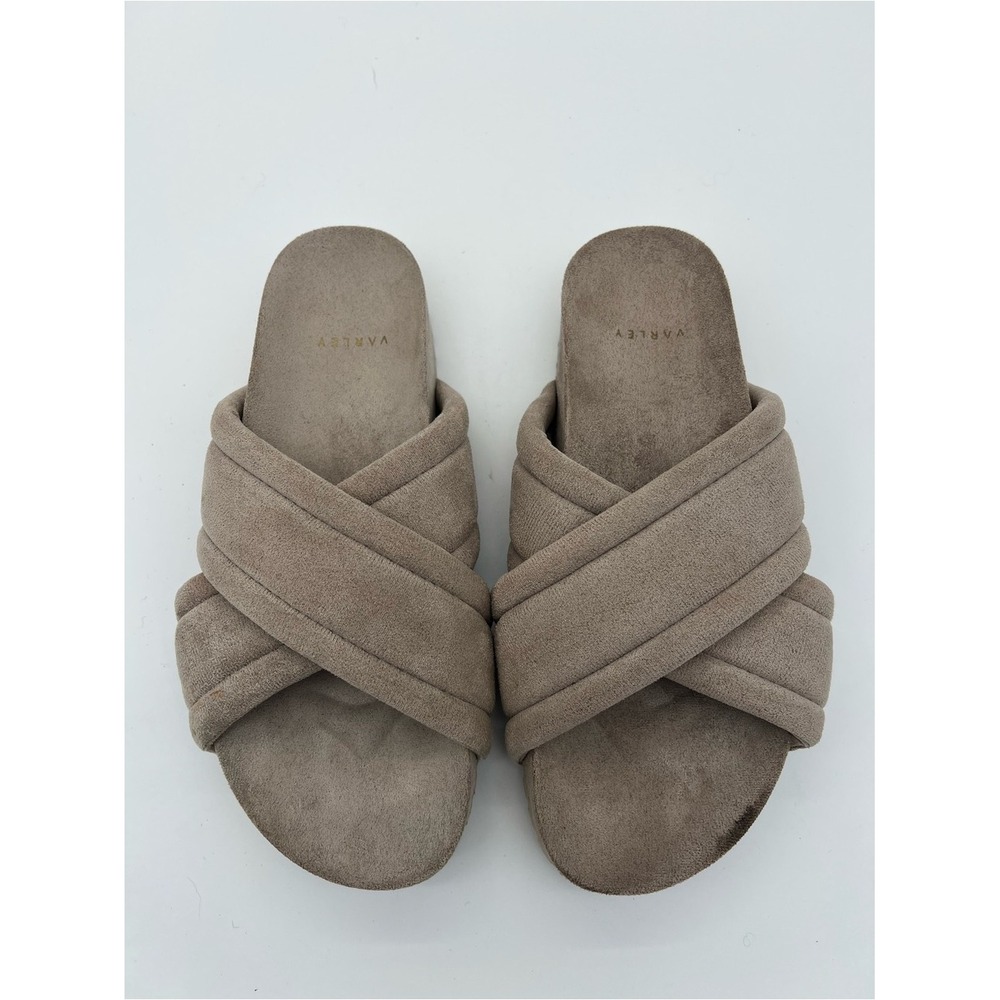 Varley Neutral Taupe Crisscross Padded Slide Mules size 8
